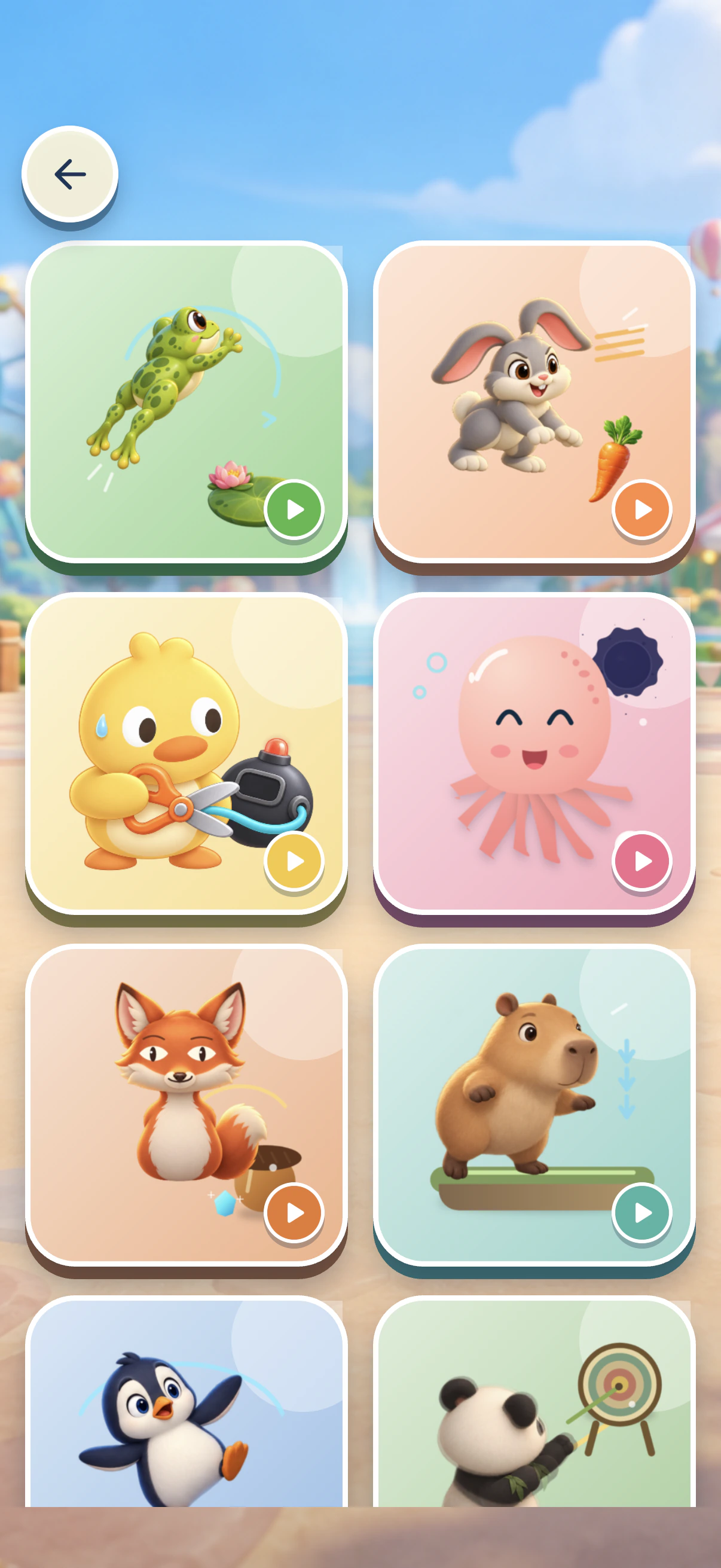 Game selection — the actual mini-game selection screen